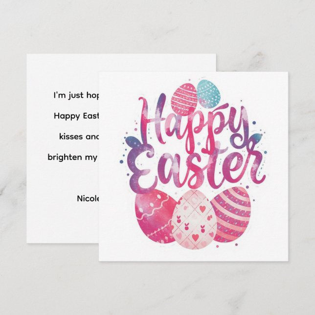 Happy Easter CarD Colorful personalized card Julkort (Fram/baksida)