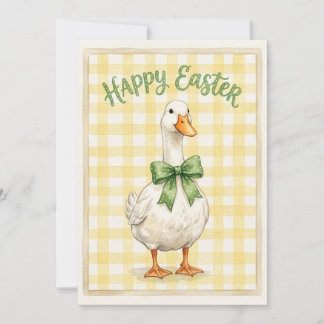 Happy Easter Card With White Duck Julkort