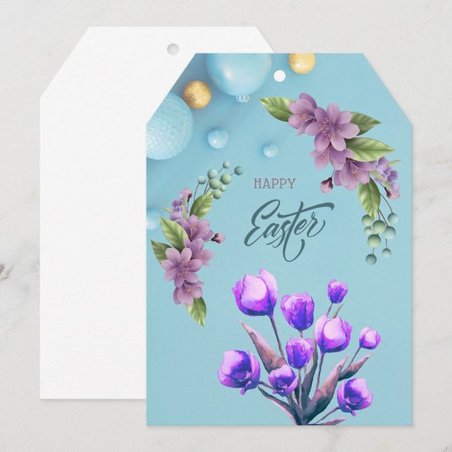 Happy Easter cardto attach to your flowers Tack Kort (Fram/baksida)