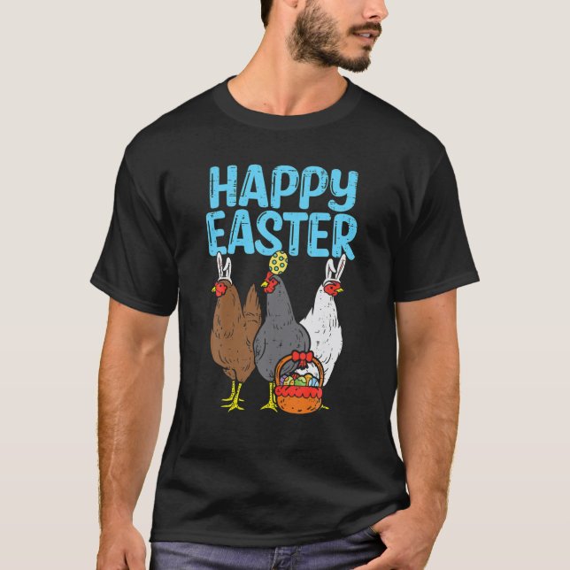 Happy Easter Chicken Bunnies Egg Animal Farmer Pou T Shirt (Framsida)