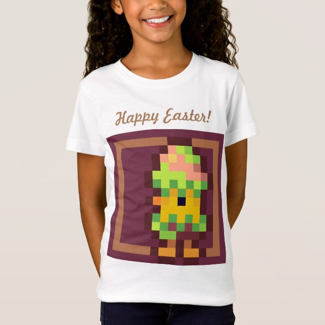 Happy Easter chicken in egg pixelart, Pixel Art  T Shirt (Framsida)