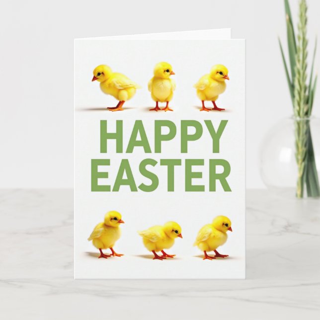Happy Easter Chicks Photo Card Kort (Framsida)