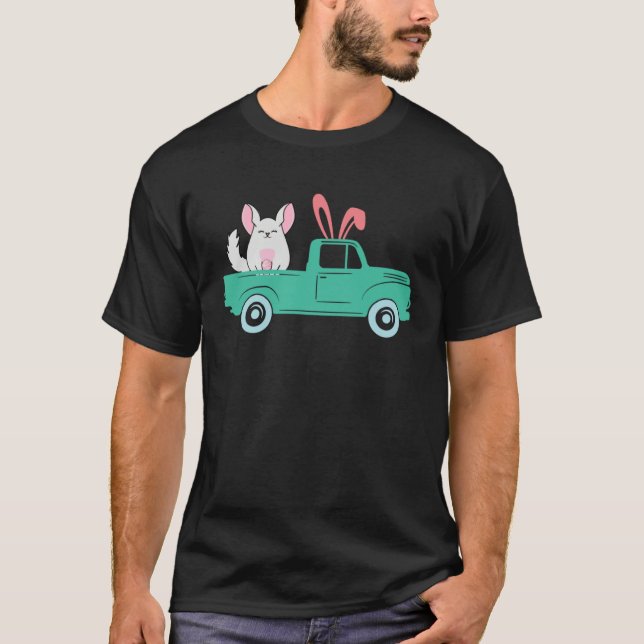 Happy Easter Chinchilla Bunny Riding Truck Boys To T Shirt (Framsida)