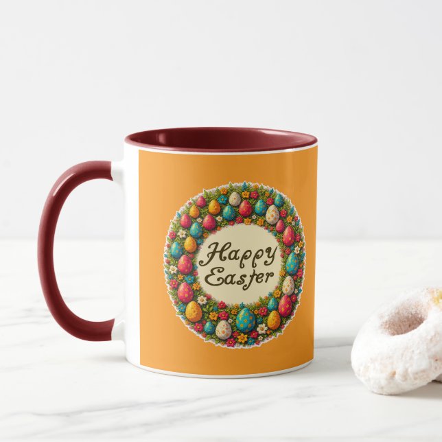 Happy Easter – Classic Wreath Design caneca Mugg (Med munk)