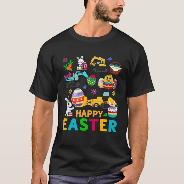Happy Easter Construction Crane Truck Boys Toddler T Shirt (Framsida)