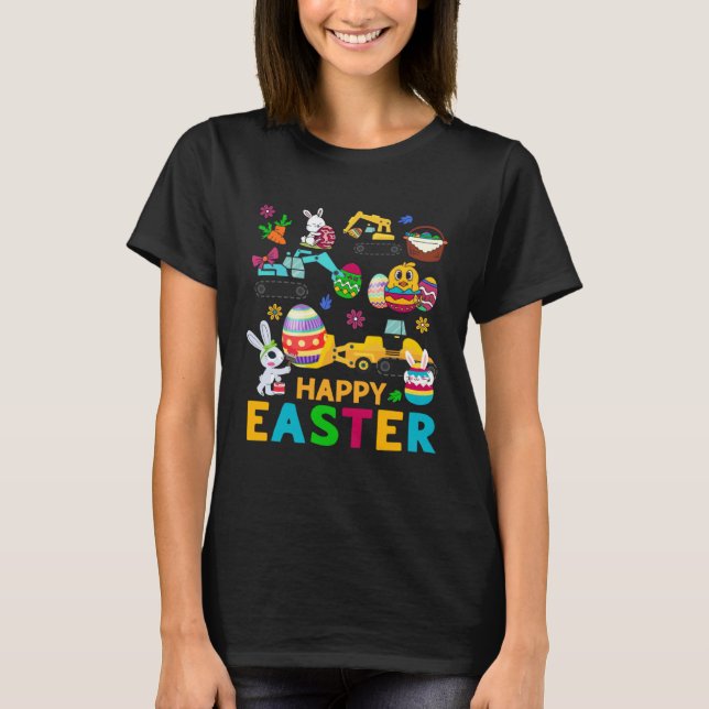 Happy Easter Construction Crane Truck Boys Toddler T Shirt (Framsida)