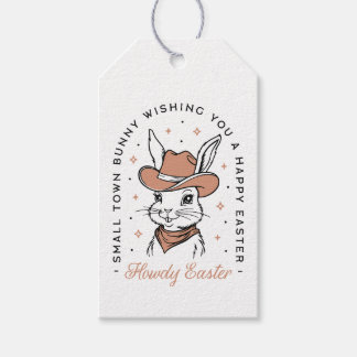 Happy Easter cowboy bunny western country wishes Presentetikett