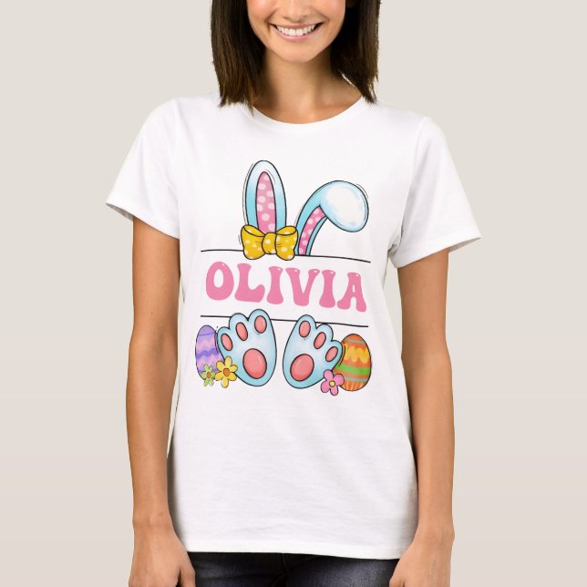 Happy Easter Custom Cute Bunny Toddler Easter Fami T Shirt (Framsida)