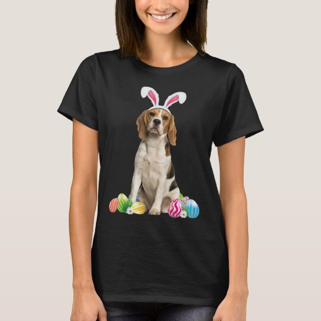 Happy Easter Cute Beagle Bunny Dog  Easter T Shirt (Framsida)