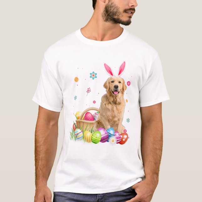 Happy Easter Cute Bunny Golden T Shirt (Framsida)