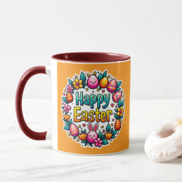 Happy Easter – Cute Bunny Lettering caneca Mugg