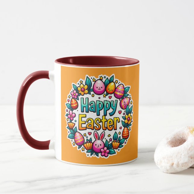 Happy Easter – Cute Bunny Lettering caneca Mugg (Med munk)