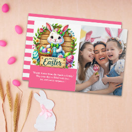 Happy Easter! Cute Bunny with family photo Inbjudningar
