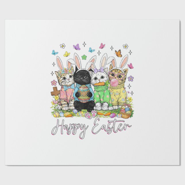 Happy Easter Cute Cat Lover Bunny Easter Day Women Presentpapper (Platt)