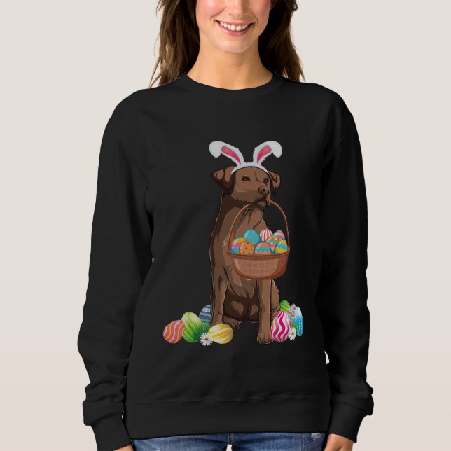 Happy Easter Cute Chocolate Labrador Bunny Dog  Ea T Shirt (Framsida)