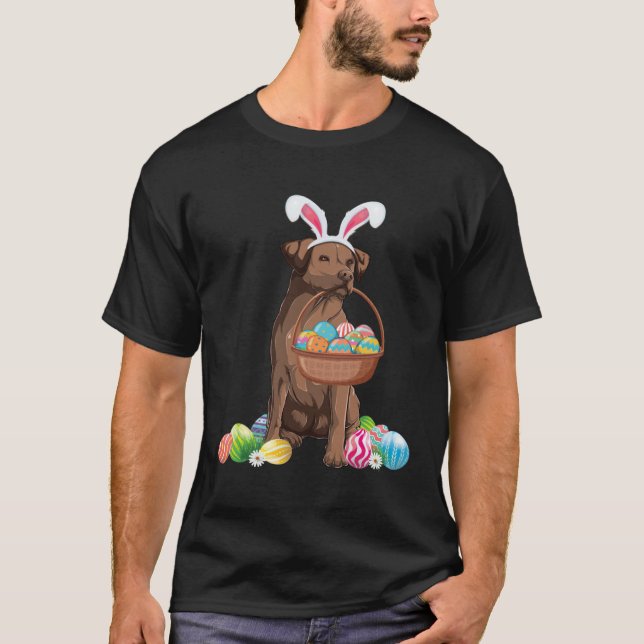 Happy Easter Cute Chocolate Labrador Bunny Dog  Ea T Shirt (Framsida)