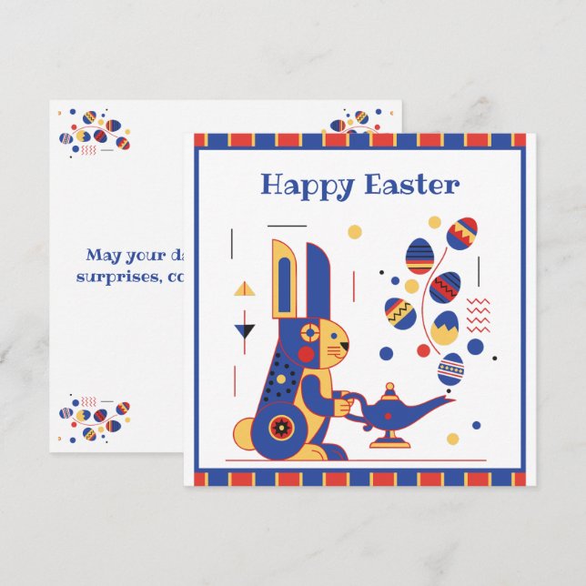 Happy Easter Cute Personalized Julkort (Fram/baksida)