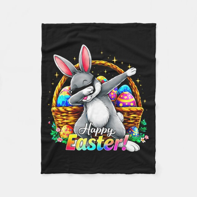 Happy Easter Dabbing Bunny Funny Egg Basket Men Bo Fleecefilt (Framsidan)