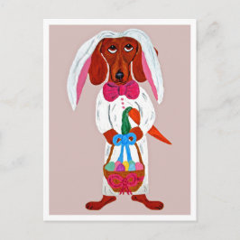 Happy Easter Dachshund Easter Bunny card Vykort