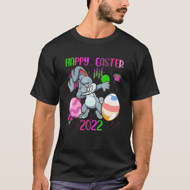 Happy-Easter Day 2022 Funny Dabbing Easter Bunny C T Shirt (Framsida)