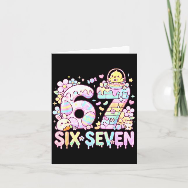 Happy Easter Day 67 Bunny Six Seven Easter Eggs 6  Kort (Framsida)