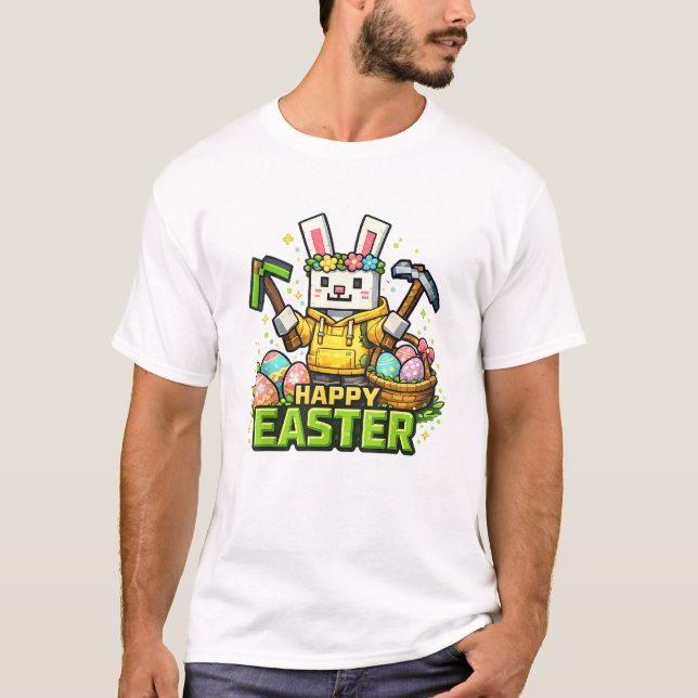 Happy Easter Day Bunny Egg Gamer Video Game Kids M T Shirt (Framsida)