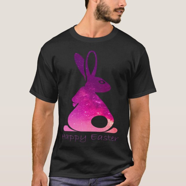 Happy Easter Day Bunny rabbit pink solar system cl T Shirt (Framsida)
