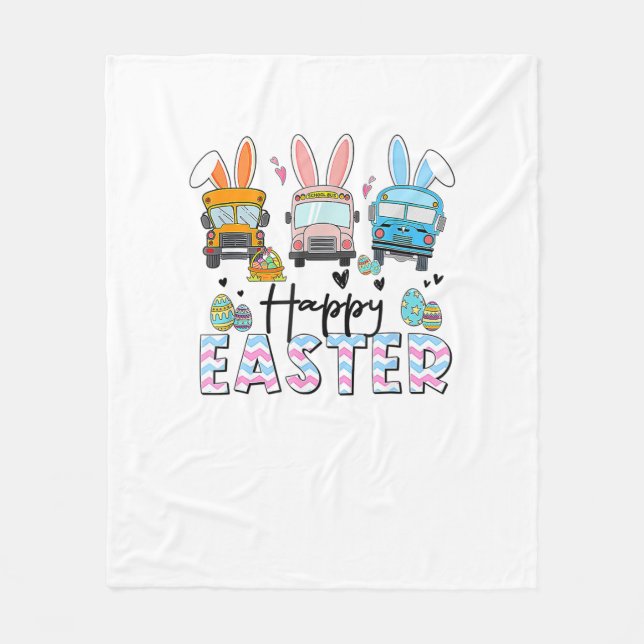 Happy Easter Day Funny School Bus Driver Life Happ Fleecefilt (Framsidan)