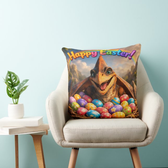 Happy Easter dinosaur Agnes throw pillow Kudde (Stol)