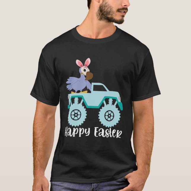 Happy Easter Dodo Bird Riding Monster Truck Toddle T Shirt (Framsida)