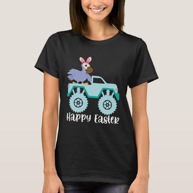 Happy Easter Dodo Bird Riding Monster Truck Toddle T Shirt (Framsida)