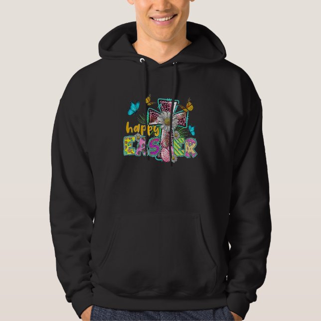 Happy Easter Egg Christian Leopard Jesus Cross But Hoodie (Framsida)