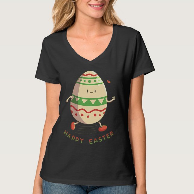 Happy Easter Egg For Women Graphic Egg Summer Prin T Shirt (Framsida)