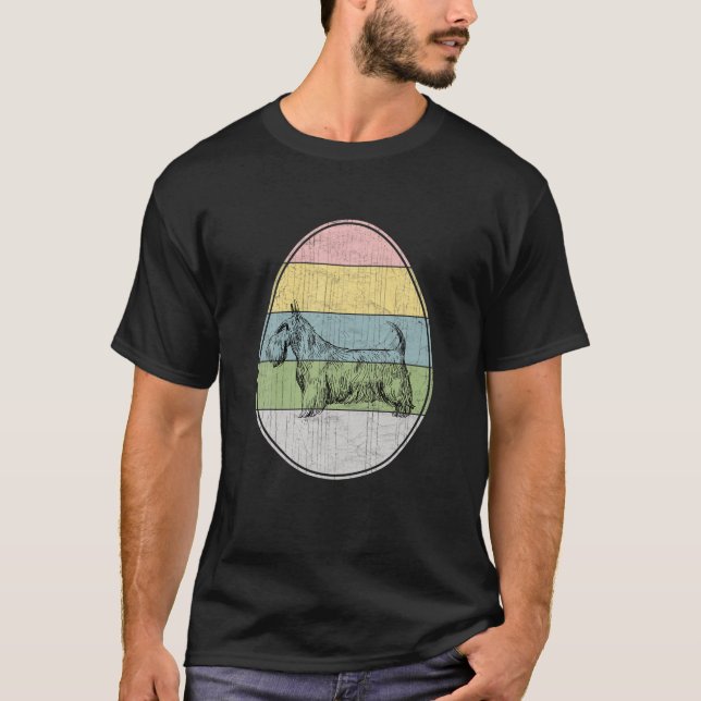 Happy Easter Egg Scottish Terrier Dog Graphic East T Shirt (Framsida)