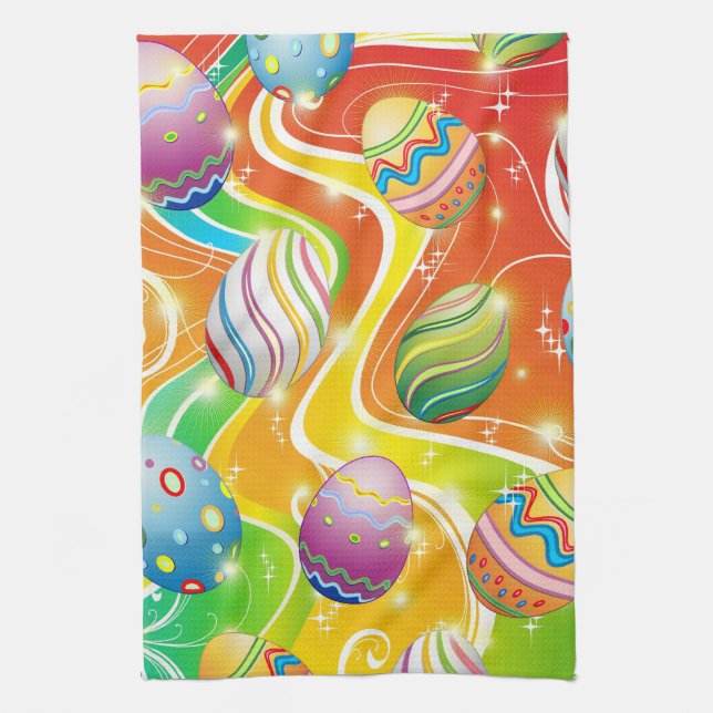 Happy Easter Eggs Festive Pattern Kökshandduk (Vertikal)