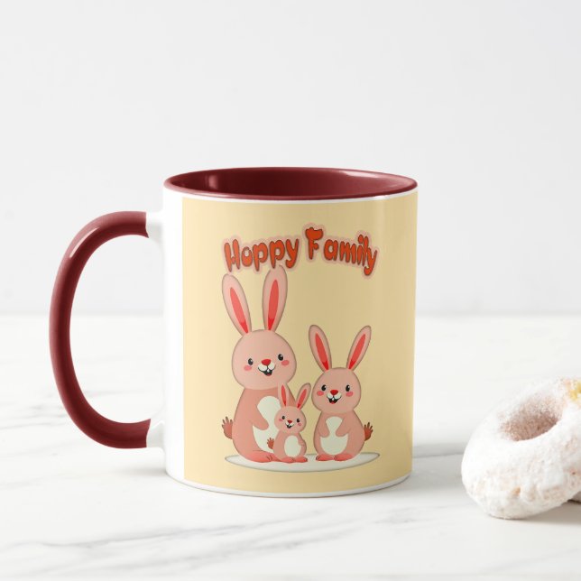 Happy Easter Family – Cute Bunny - caneca Mugg (Med munk)