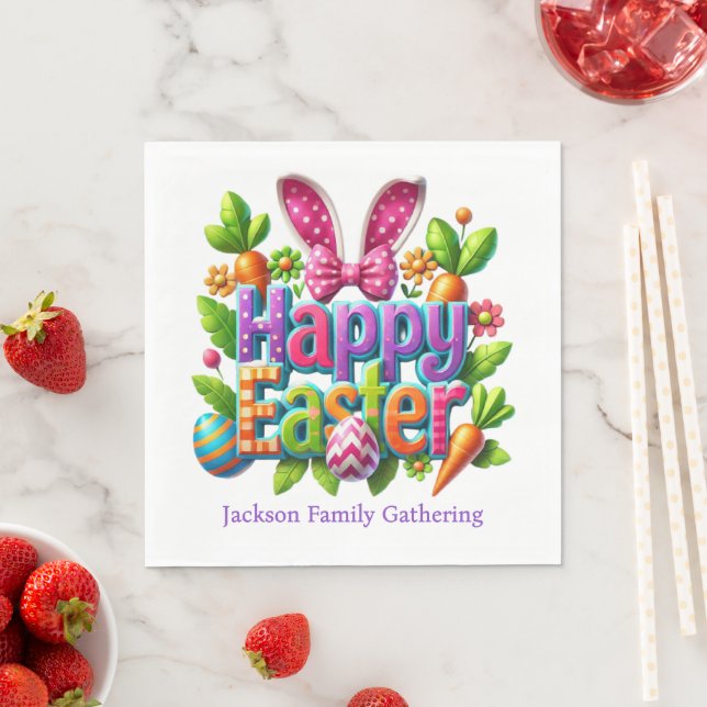 Happy Easter Family Gathering Colorful Pappersservett (Insitu)