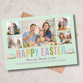 Happy Easter Family Photo Collage Green Inbjudningar