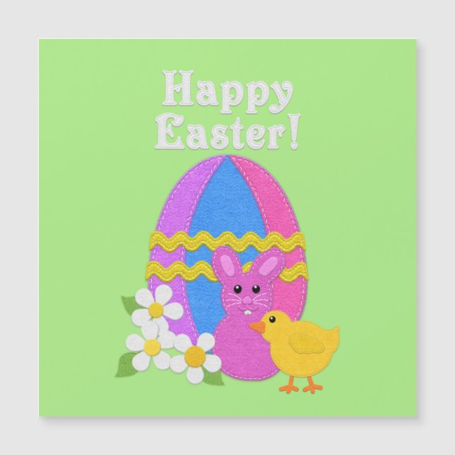 Happy Easter Felt Look Easter Egg Bunny Chick (Framsida)