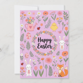 Happy Easter Floral Card  Julkort