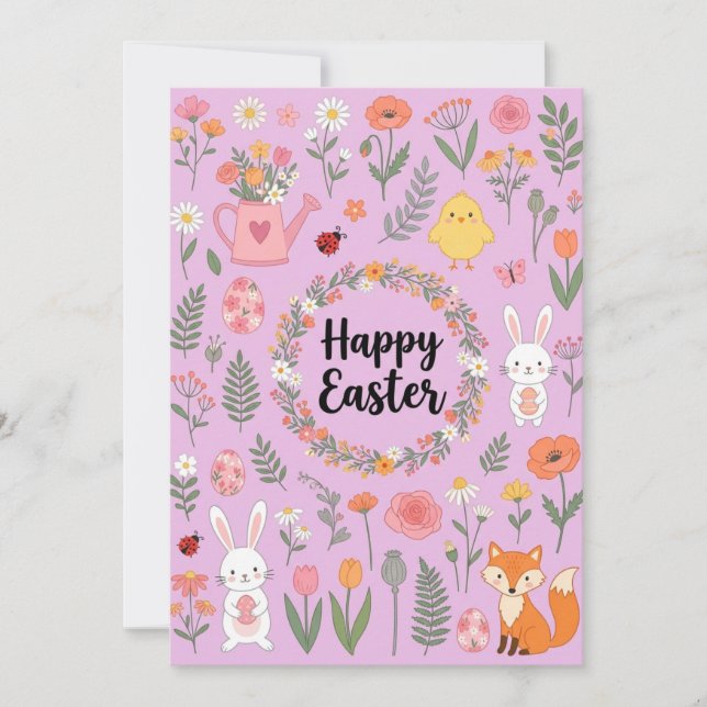 Happy Easter Floral Card  Julkort (Framsida)