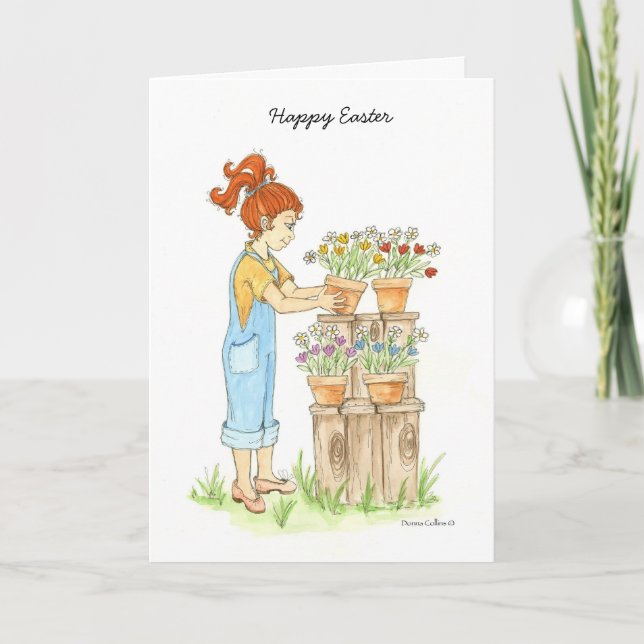 Happy Easter Flowers card Helgkort (Framsida)