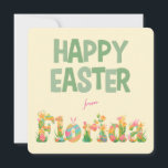 Happy Easter from Florida Pastel Flowers Julkort<br><div class="desc">Happy Easter from Florida! The design on this gorgeous tropical-themed holiday card features a vibrant digital illustration of the word "Florida" decorated for Easter in pastel colors. It includes Easter eggs, lilies, tulips, and a bunny head integrated into the lettering. The style is cheerful and festive with a bright sunny...</div>
