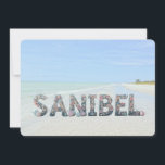 Happy Easter from Sanibel Island Florida Beach Julkort<br><div class="desc">Happy Easter Florida Style! The design on this tropical-themed holiday card features an original photograph of a Sanibel Island Florida beach with its calm turquoise ocean, azure blue sky, and shell-laden sandy beach. (Photographed by Glenda Motsavage in painting mode.) The text says "Sanibel" and each letter is beautifully decorated for...</div>