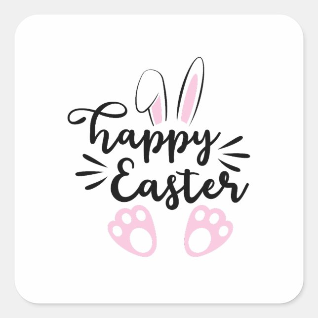 Happy Easter Fyrkantigt Klistermärke (Framsida)