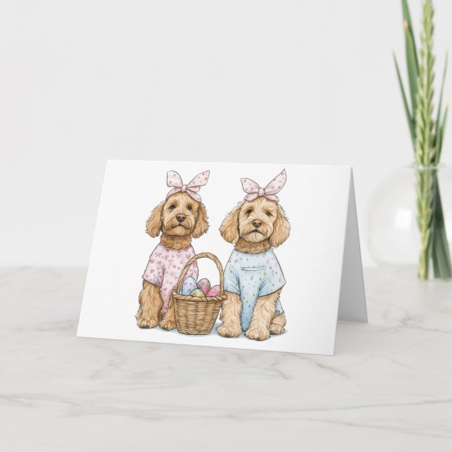 Happy Easter Goldendoodle Dogs Helgkort (Framsida)