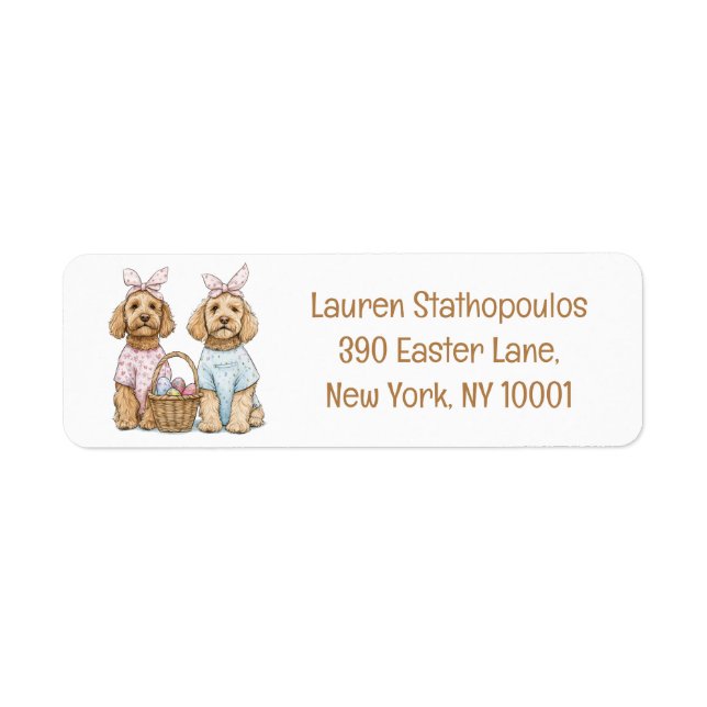 Happy Easter Goldendoodle Dogs Returadress Etikett (Framsidan)