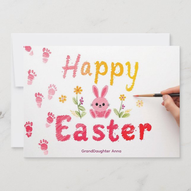 Happy Easter Granddaughter colorful card Julkort (Framsida)