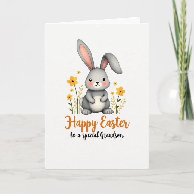 Happy Easter Grandson Hare Card Kort (Framsida)