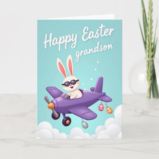 Happy Easter Grandson Plane Card Kort (Framsida)